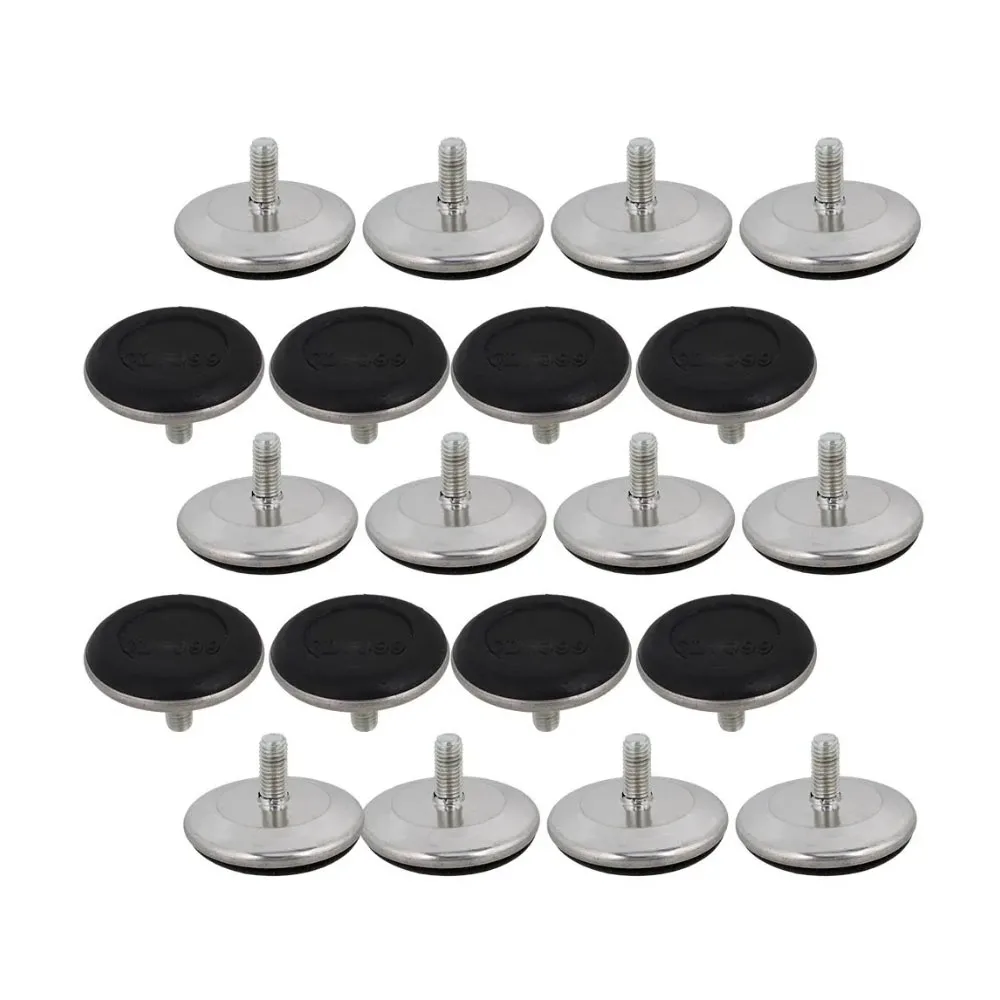 Schwarze, 50 mm Durchmesser große, verstellbare Möbelfüße mit M8 x 20 mm Gewinde, Tischnivellierfüße, 20 Stück – Detail 1