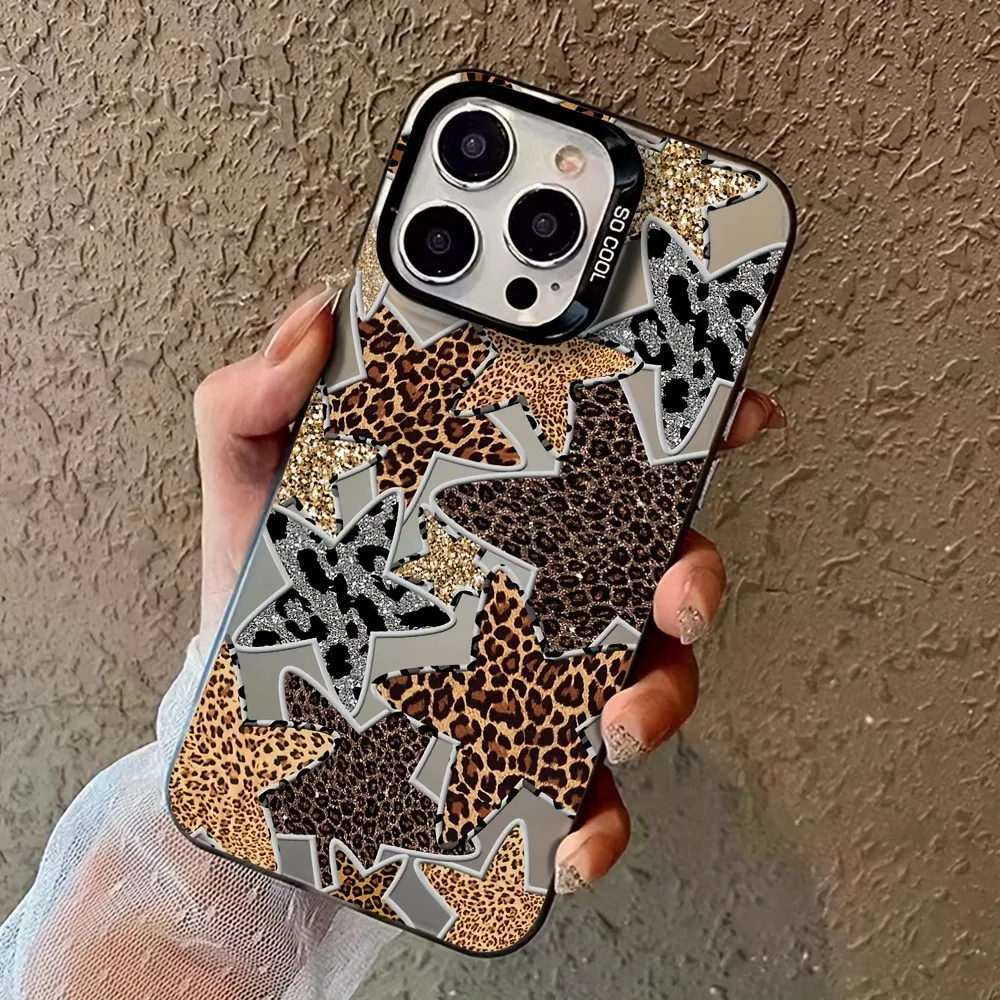 

Phone Case For Samsung S25 Cases Galaxy S24 Ultra S23 FE S22 Plus S21 A16 A26 A36 A56 A55 A54 A53 A15 Leopard Print Stars Cover