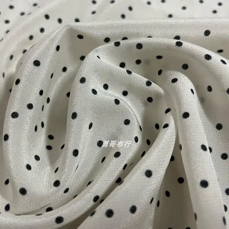 03 Double Zou Silk Small Polka Dot Fabric Silk Slightly Transparent Summer Dress Shirt Suspender Skirt Fabric
