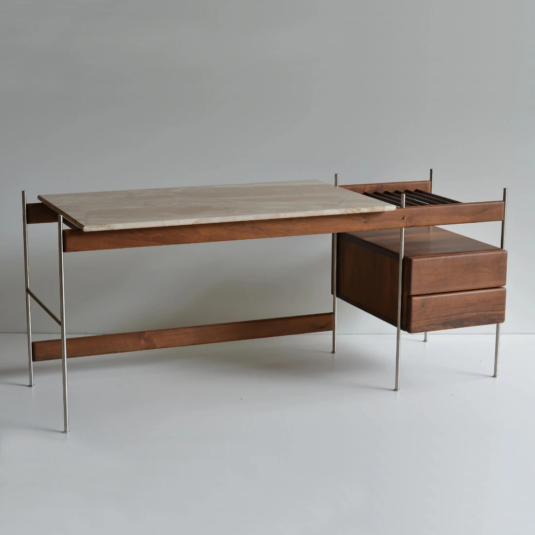 

Modern French Natural Wood Desk Marble Office Table Simple Creative Designer Metal Computer Desk for Home Use Storage