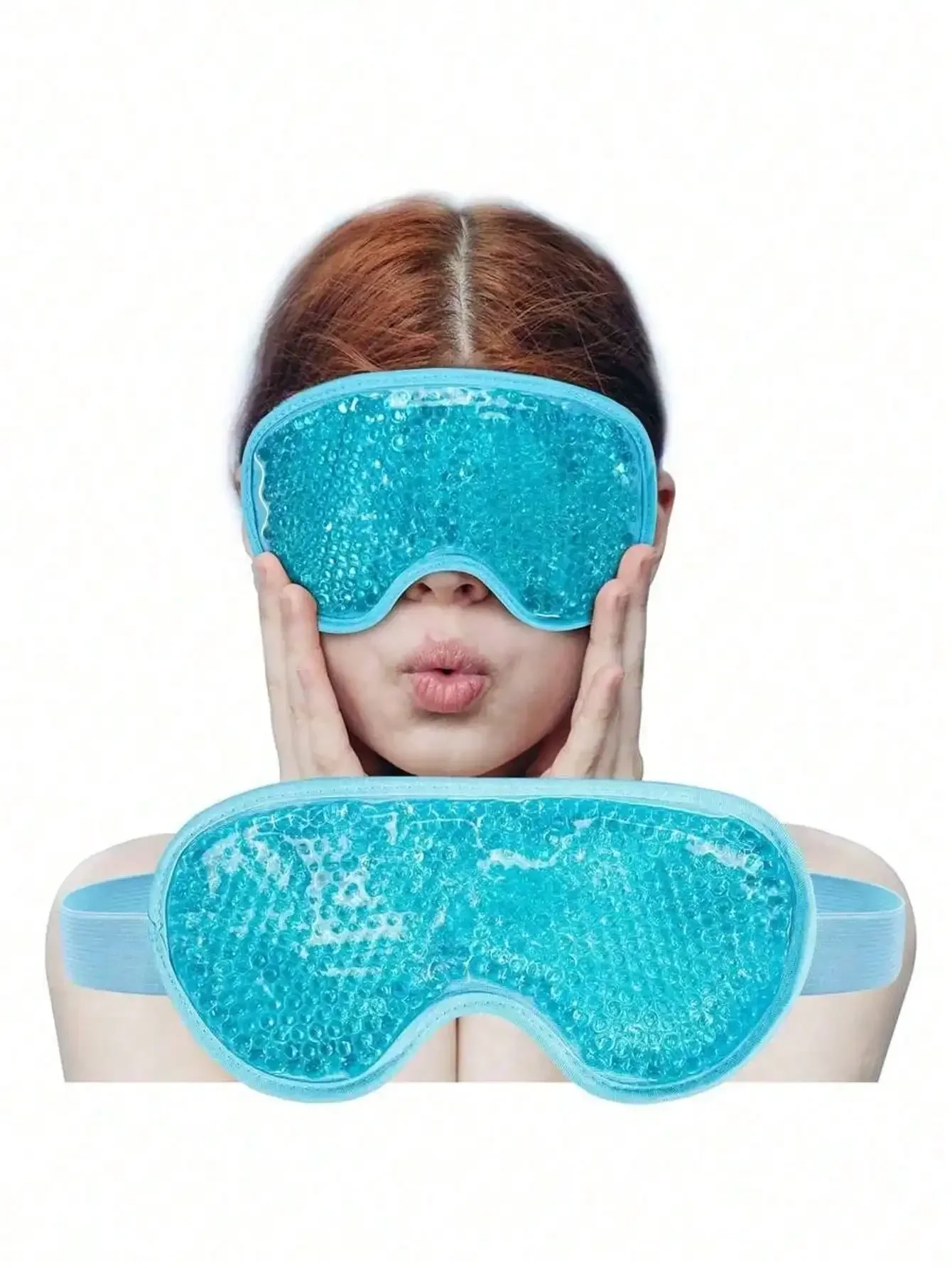 

1pc Reusable Gel Bead Hot/Cold Eye Mask, Soft Ice Pack Eye Patch With Adjustable Strap, Plush Edge Contours To Skin, Suitable For Puffy Eyes, Dark Circles, Eye Fatigue Relief, Daily Skincare, Night Sleep, Travel, Makeup, Summer Cooling, Winter Warmth, SPA