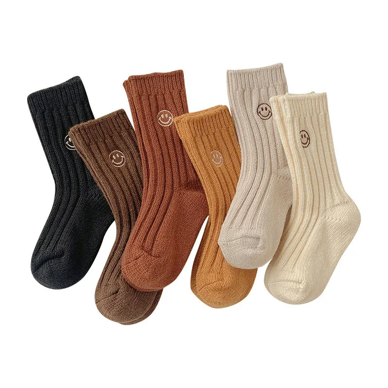 Baby Socks Children Boys Girl Autumn Winter Warm Sock Ribbed Solid Color Clothes Accessories for 0-9 Years Child Fall