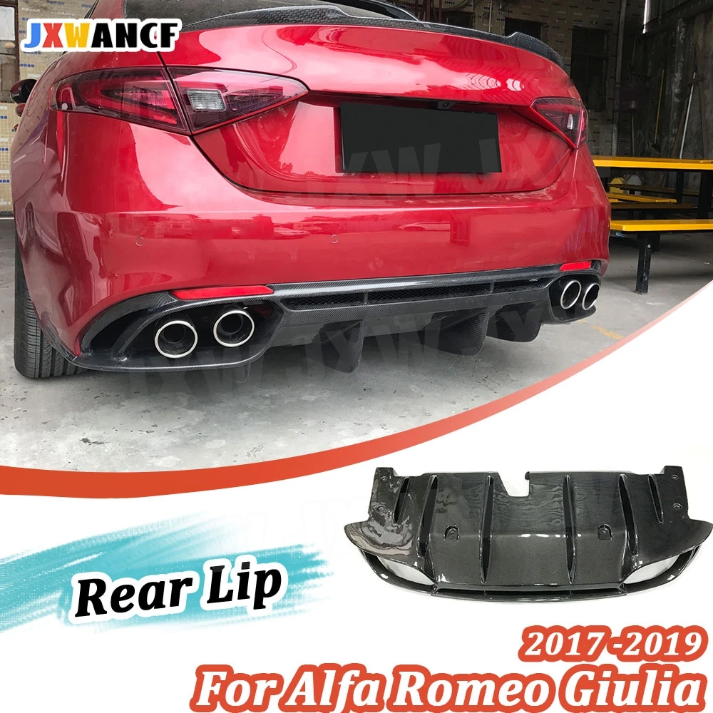 

JXWANCF автомобильный задний бампер из углеродного волокна, диффузор, спойлер для Alfa Romeo Giulia Sedan, 4-дверный комплект кузова 2017-2020