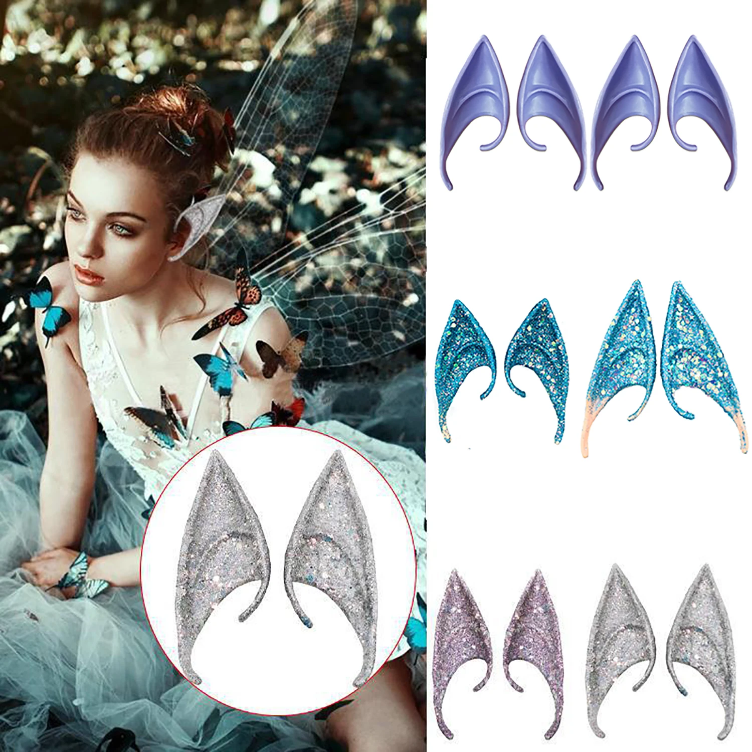 

Cosplay Avatar Ears Halloween Costume Accessories Colorful Shiny Fairy Elf Spirit Butterfly Leprechaun Goblin Witch Angel Demon