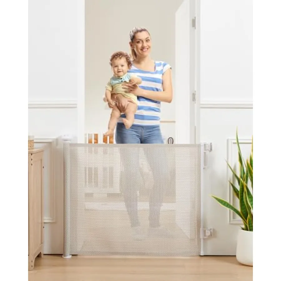 

Retractable Baby Gate Exquisite Rattan Mesh 33" Tall Expands to 55" Wide Dog Gate for Stairs Doorway Hallway Indoor/Outdoor Pet