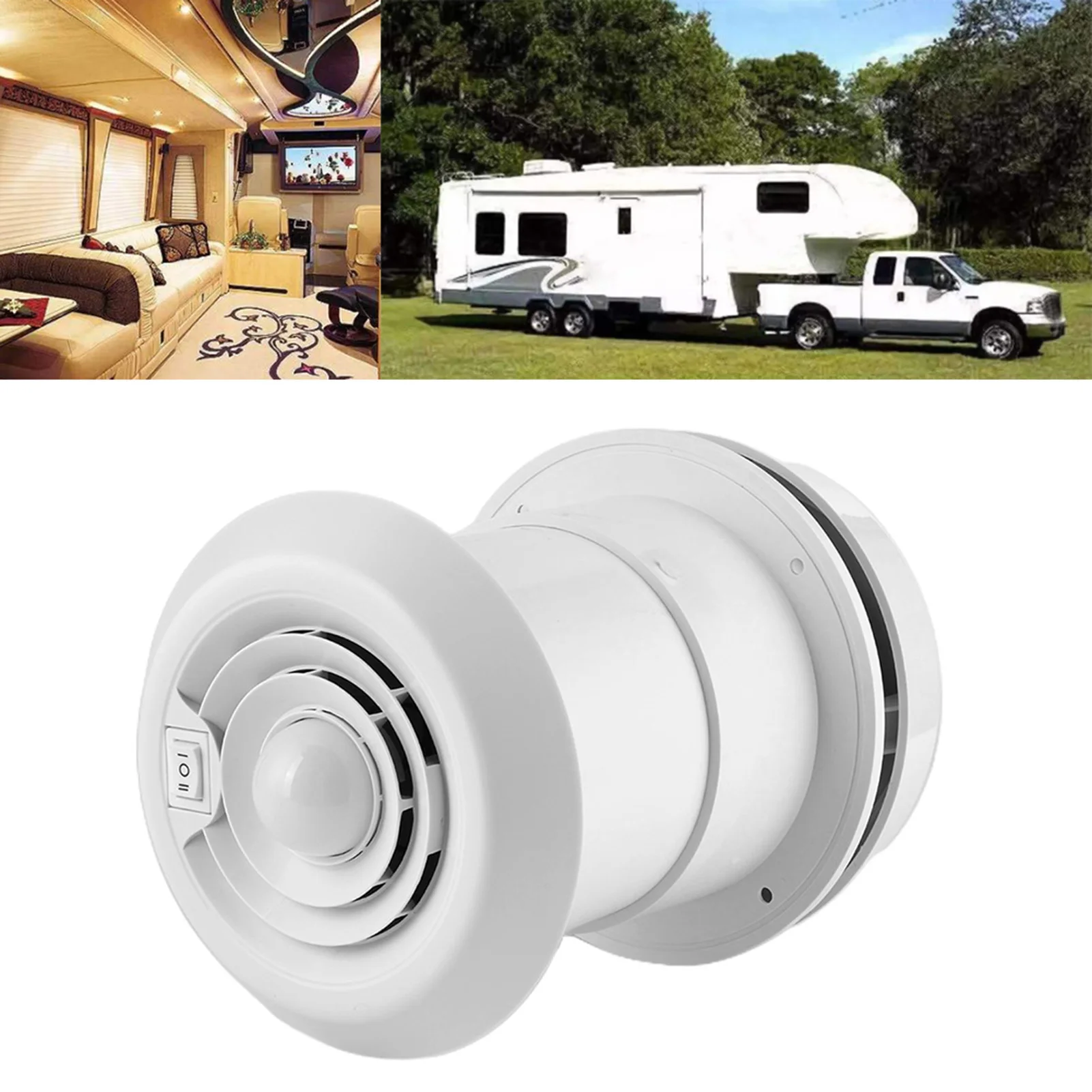 12V Roof Fan 4000R/min LED Air Ceiling Ventilation Grille Round for Campers Motorhome Travel Trailer Van