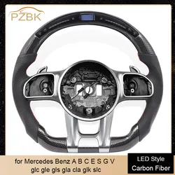 LED Style Carbon Fiber Steering Wheel for Mercedes Benz AMG W205 W204 W212 A/B/C/E/S/G/V Class cls glc gle gls gla cla glk slc