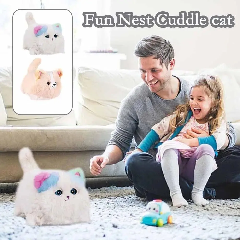 Interactive Huggy Pet Realistic Electric Plush Toys Cat Robot Stuffed Fluffy Cat with Tail Wagging Barking Gift for Girls Boys