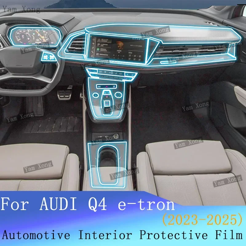 

Car Navigation Panel Cover TPU For AUDI Q4 E-tron 2023 -2025 Interior Screen Protective Film Cover Anti-Scratch Sticker PPF