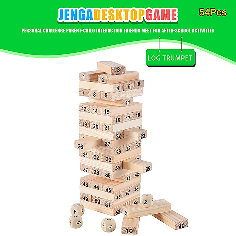 Solid Wood Puzzle Stacked High Stack Tower Drawing Block Children\'S Parent-Child Interactive Board Game