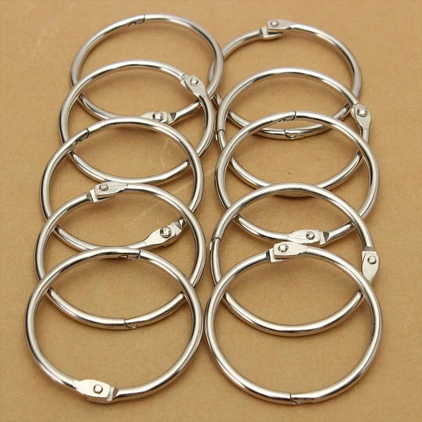 10 pz Metallo Argento Split Anelli Loop Hoop Cerniera Libro Binder Album Portachiavi
