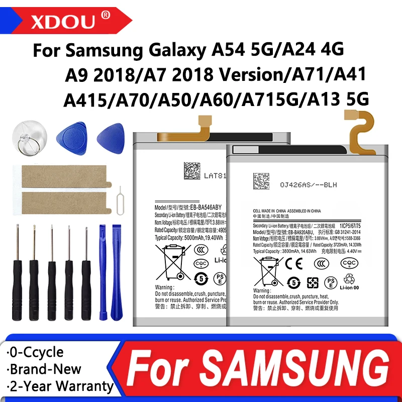 

Brand New Battery For Samsung Galaxy A54 5G A24 4G A9 2018 A7 2018 Version A71 A41 A415 A70 A705 A50 A60 S10 Lite A71 A13 5G