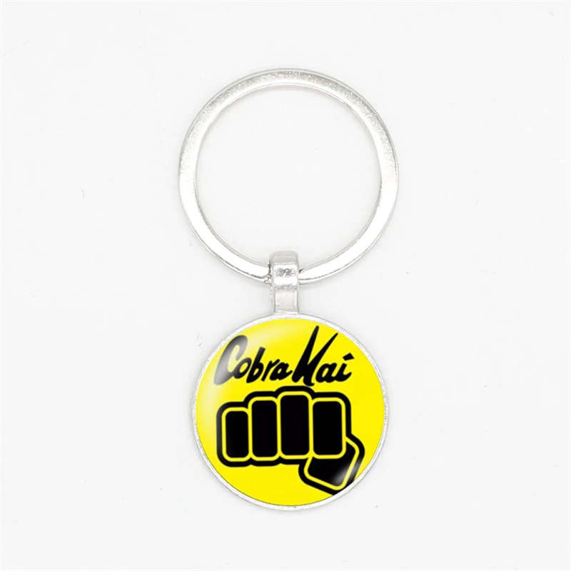 Karate Kid Movie Keychain Cobra Kai Art Photo Glass Cabochon Keyring Car Bag Pendant Keychain Men\'s Jewelry Gift