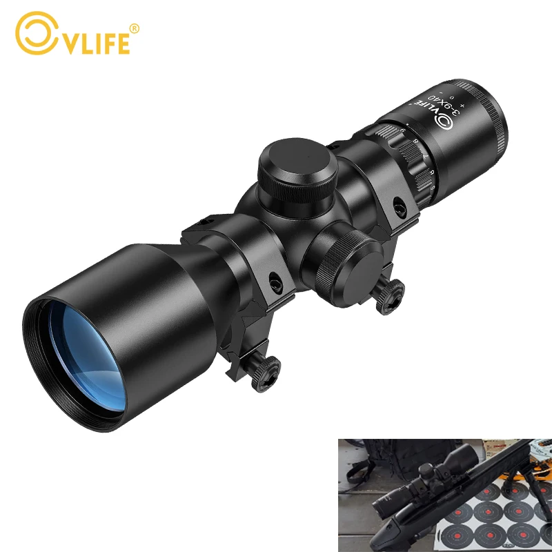 CVLIFE 3-9x40 Rifle Scope Optics Sight Crosshair Reticle with 11/20mm Mounts Picatinny Rail For Quick Aiming Riflescope Hunting