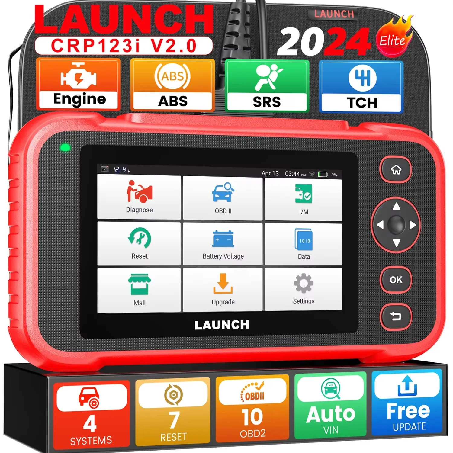 LAUNCH X431 CRP123i V2.0 OBD2 Car Diagnostic Tool 4 System Code Reader Auto Scan Oil DPF ABS 7 Reset OBD 2 Automotive Scanner