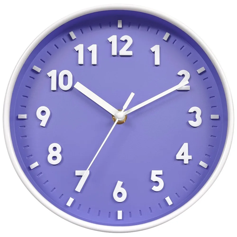 Cute 8 Inch 3D Number Wall Clock Battery Operated Non-Ticking Silent Clocks Colorful Wall Mounted Round Clocks Children