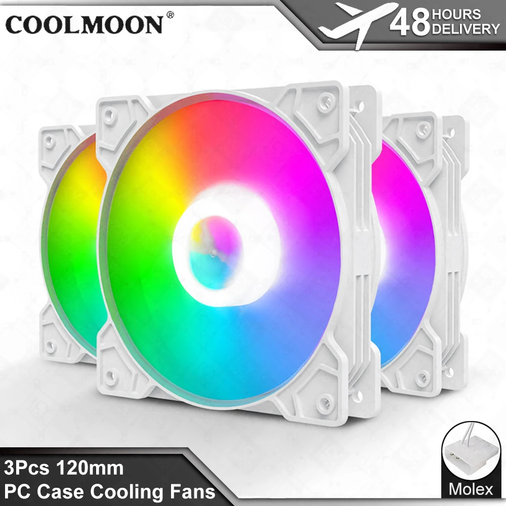 

3Pcs PC Case Cooling Fan 120mm Computer Chassis Cooling LED Fan Molex Interface Facilitates Multiple Fans in Series