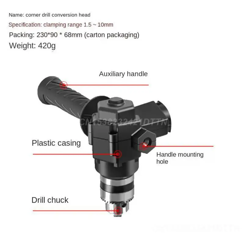 Corner Drill Adapter Powerful Portable Right Angle Bend Extension Chuck Drill Adapter Woodworking Tools Electric Hand Drill