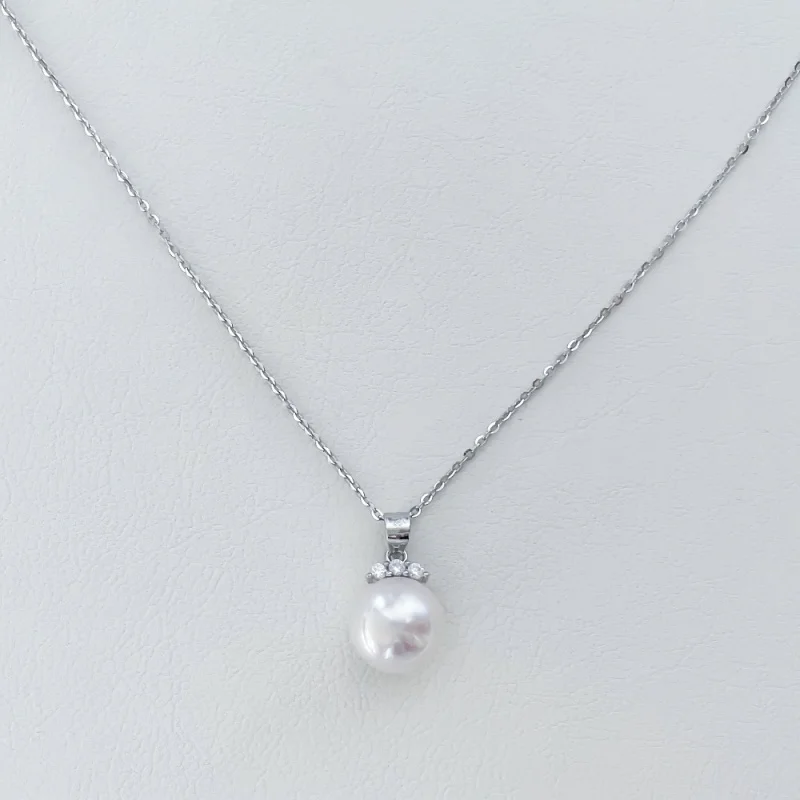 

Necklace Single Pendant Pearl Round Zircon Collarbone Chain