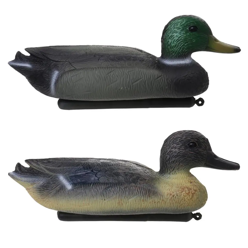 Realistic Duck Decoy 2 Pieces Set Floating Hunting Duck Figures for Outdoor Photography and Shooting