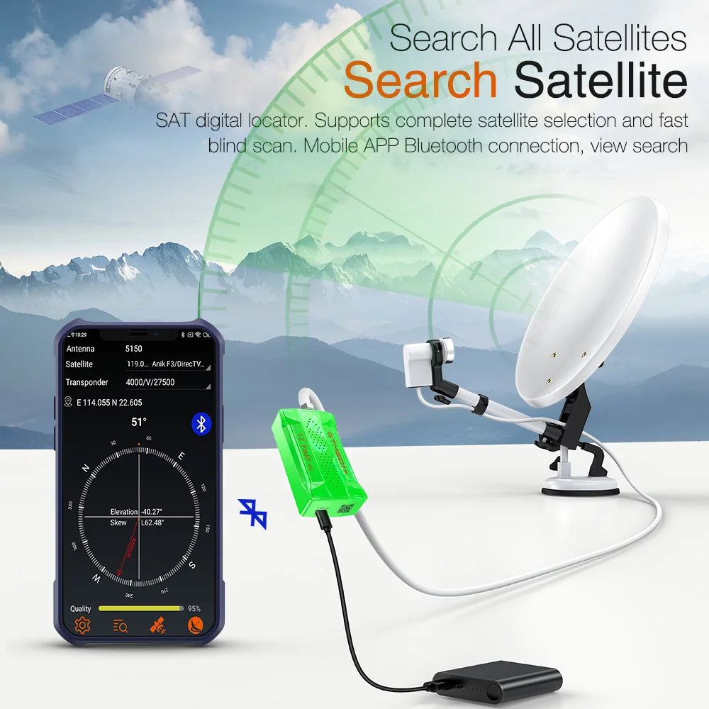 👍 Original gtmedia v8 localizador bt03 DVB-S2 1080p satélite tv receptor localizador para android ios digital bt hd satélite satfinder