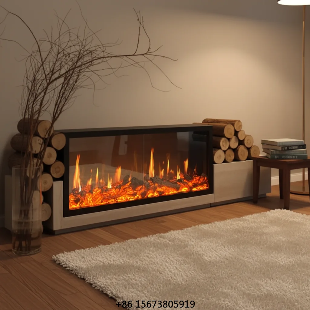 

Электрический камин с ЖК-дисплеем и эффектом живого пламени - разноцветное пламя, регулируемый нагрев, дистанционное и голосовое управление, сертификат CE