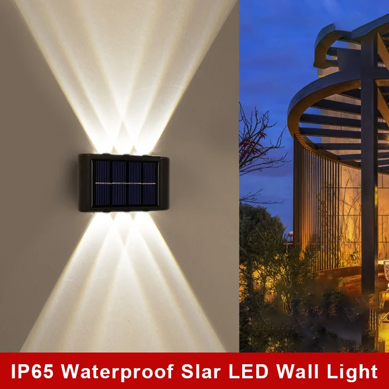 Led Solar Wall Light IP65 Waterproof Up And Down Luminous Lighting Outdoor Sunlight Lamp for Yard Garden Street Landscape Balcon