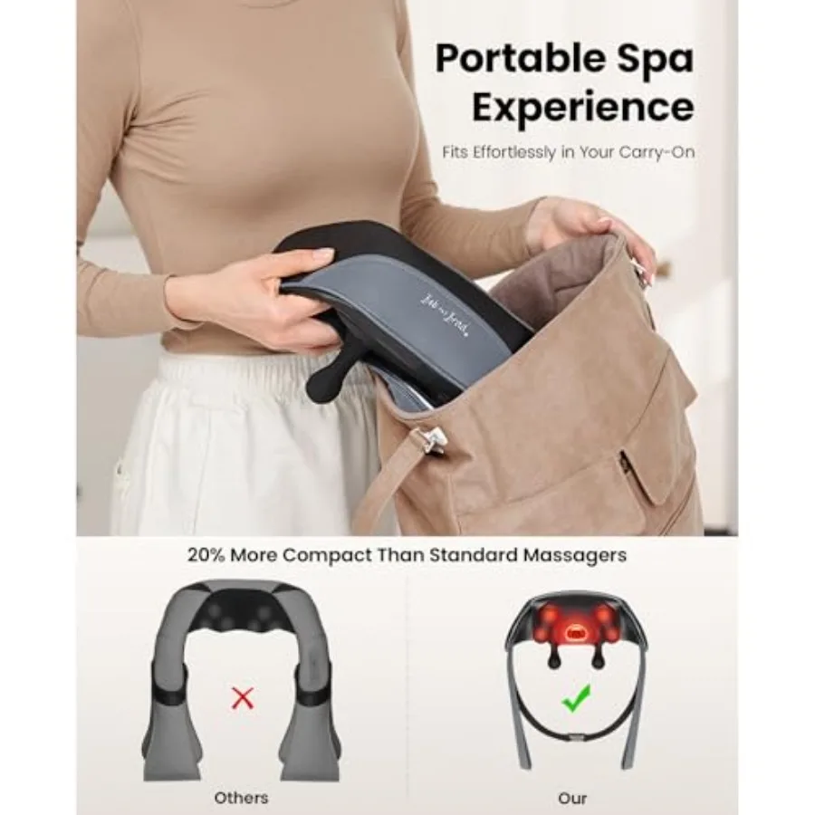 مدلك شياتسو للرقبة اللاسلكي لتخفيف الآلام في المكتب أو الاستخدام المنزلي تدليك الأنسجة العميقة 4D مع حرارة مهدئة