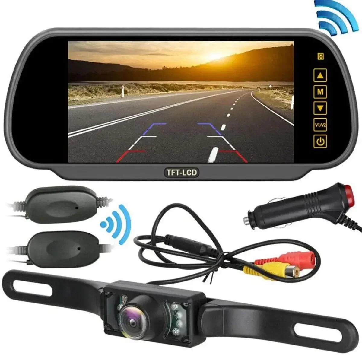 

7" Wireless LCD Monitor Car Backup Camera Reverse Rear View Parking Night Vision 12v