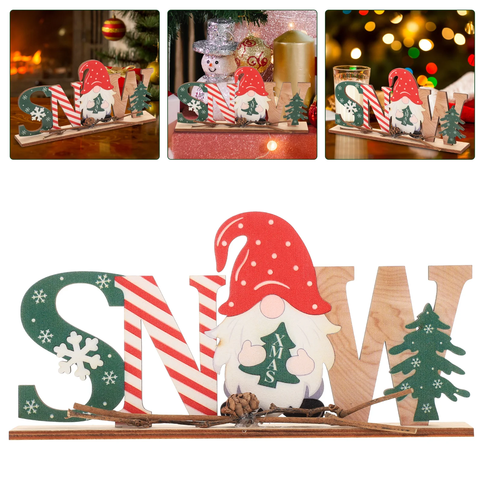 Astetic Room Decor Christmas Alphabet Ornaments Home Adornment Table Top Santas Wood Office