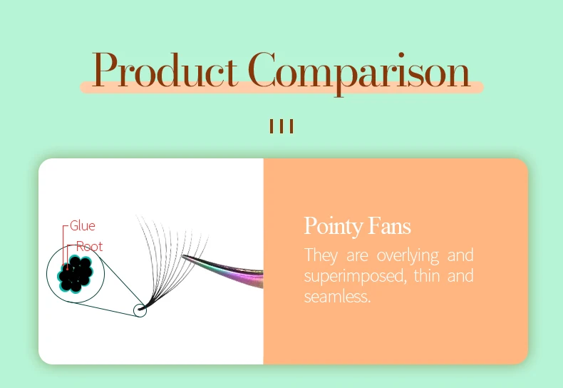 NEW Song Lashes Promade Fans Pointy Base Loose Fans Sharp Thin Root Korea PBT Material 500 Fans