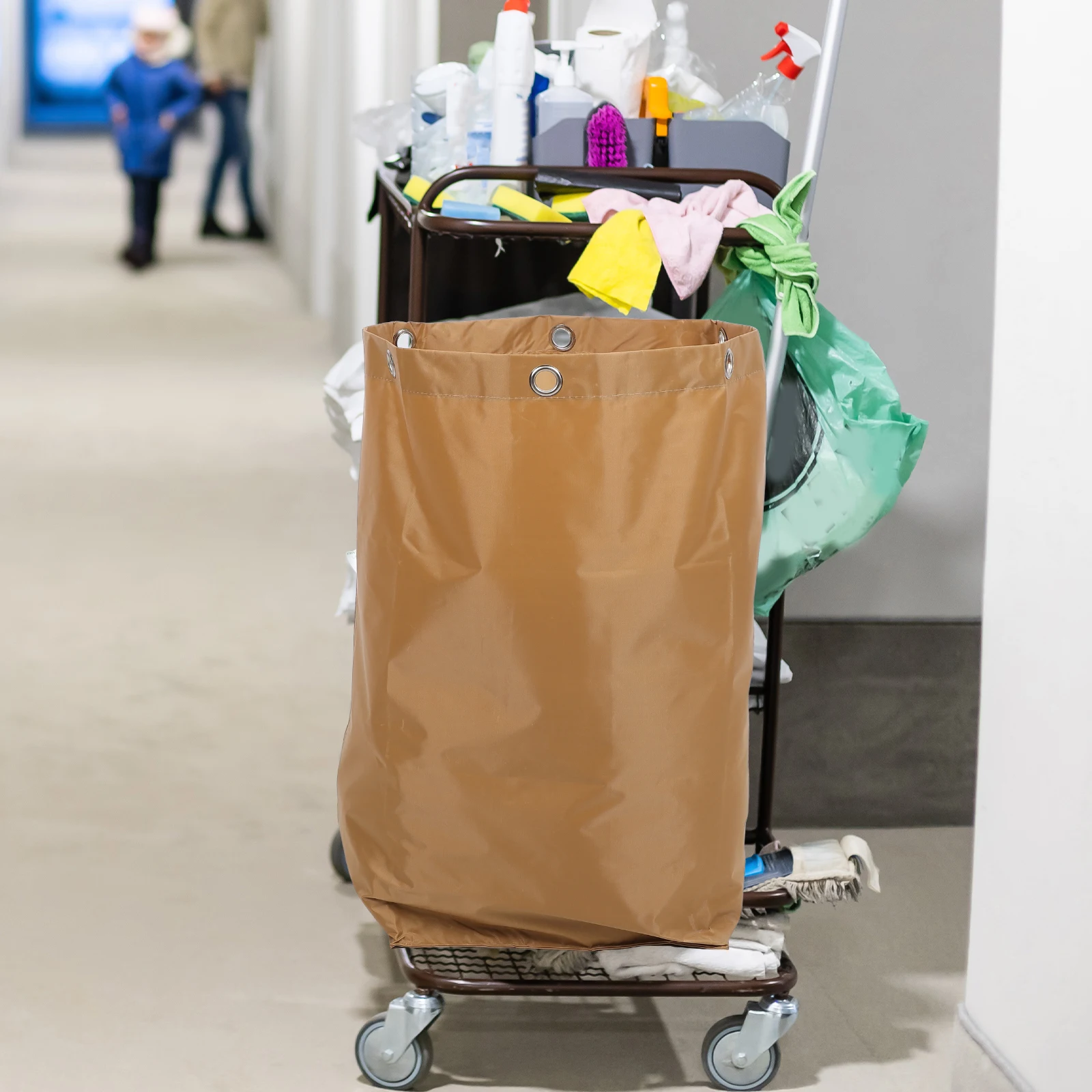 

Cleaning Cart Bag Blue Canvas Janitorial Bags Housekeeping Supplies Large Storage Reusable Long Lasting Professional Clean Car