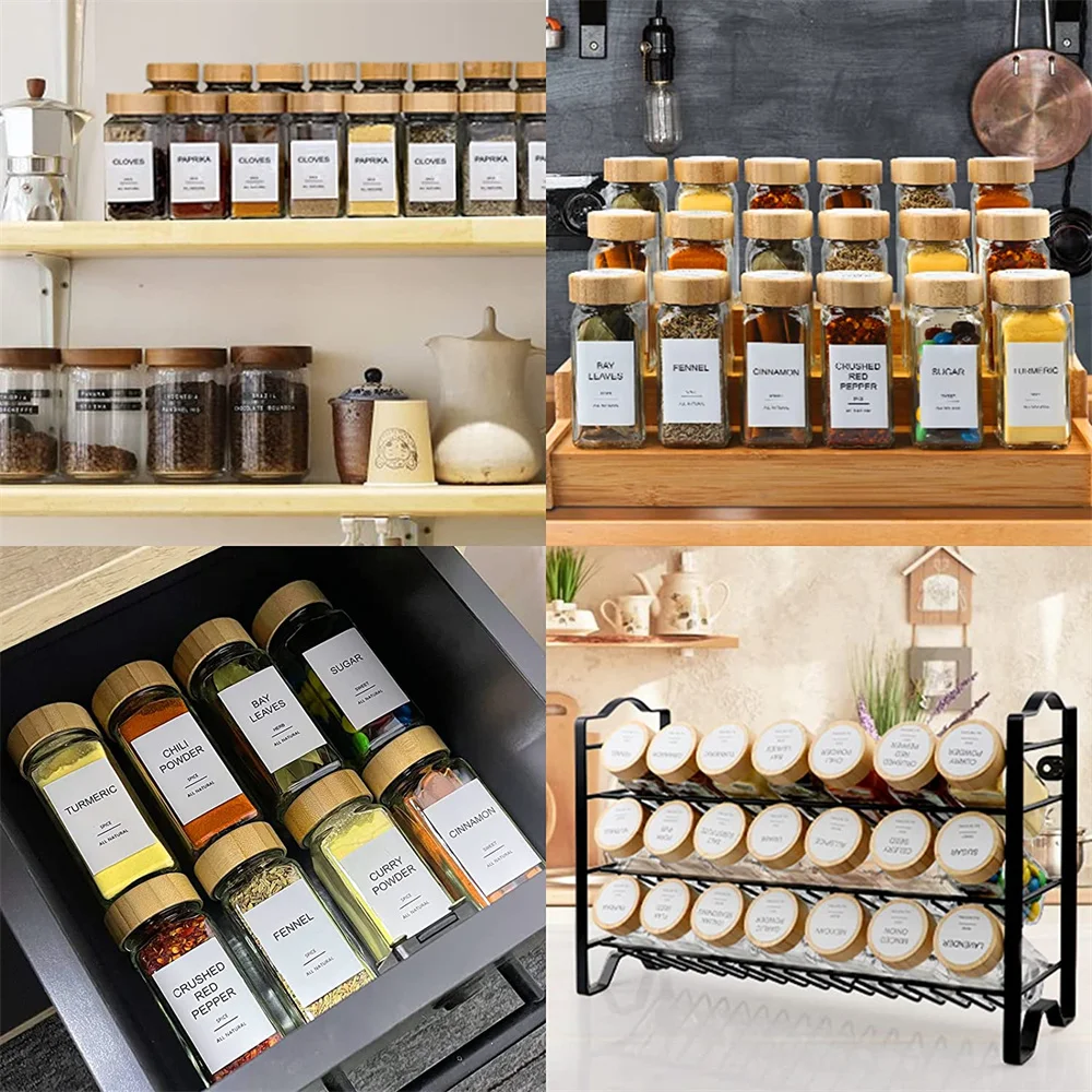 Bamboo Spice Rack Organizer for Cabinet 3-tier Spice Kitchen Spice Rack Organizer Storage Container Spice Rack Kitchen Utensils