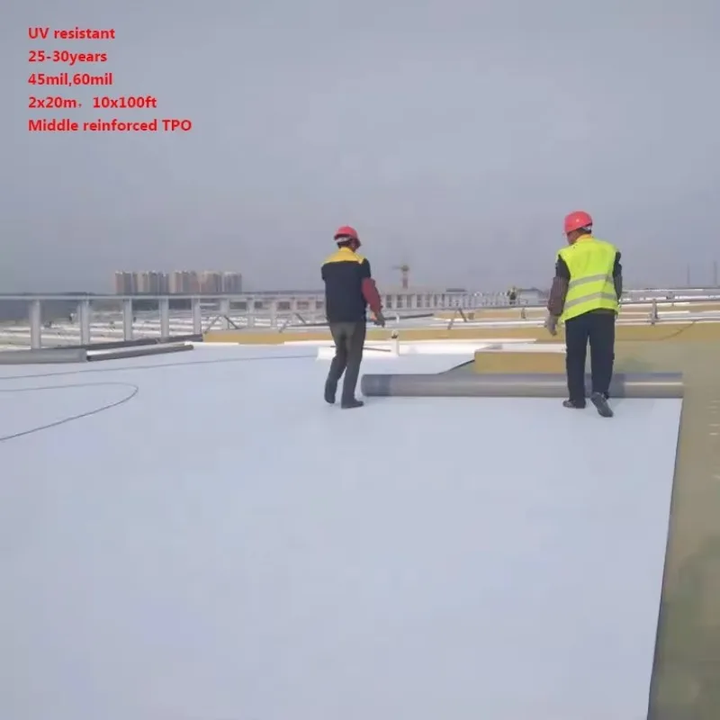1.5mm 60mil Middle Reinforced Three Layers Roof Waterproofing TPO Roofing Membrane-10x10cm Sample Link
