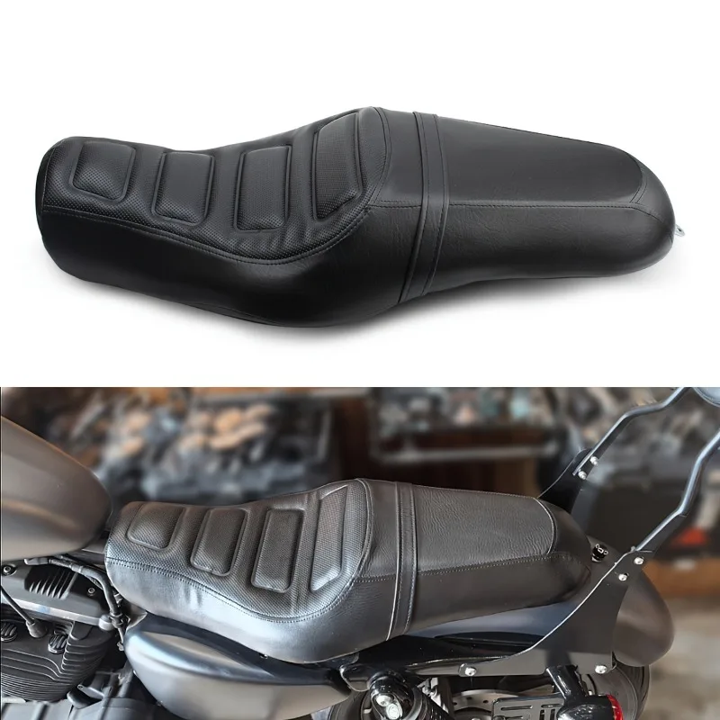 

Black Minimalist Seat Assembly - Dual Saddle Classic Retro Motorcycle Accessory, Fits Sportster & Land Rover