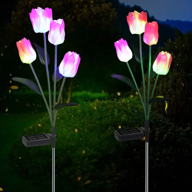 

NEW Solar Lights Simulated Tulip Lamp Outdoor Waterproof Solar Garden Lights Christmas Decorations Light