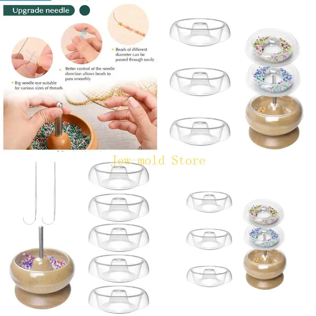

C71B Wooden Bead Spinner Set Jewelry Crafting Tool for Craft Stringing Beads Easy Use