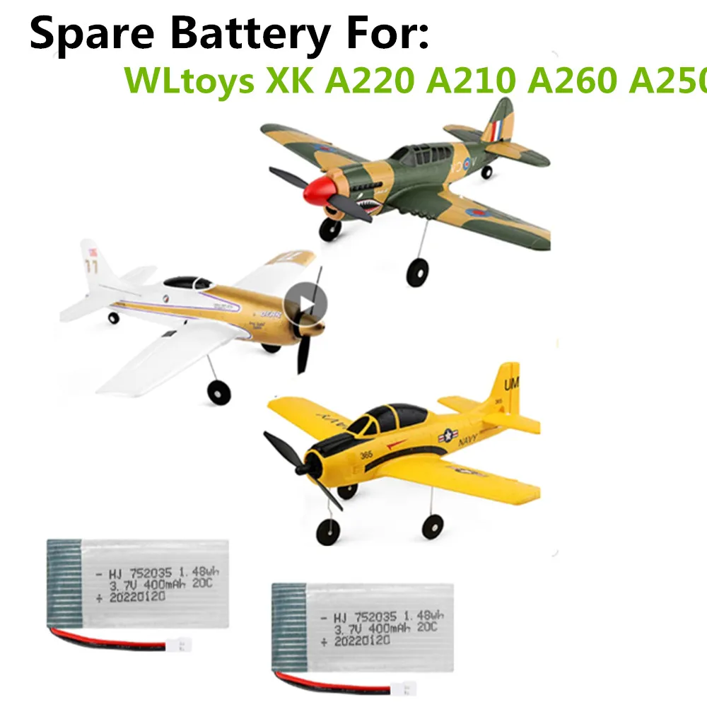 XK A220 RC Drone Battery Accessories  3.7V 400mAh Battery  For  A210 A260 A250 Plane Battery