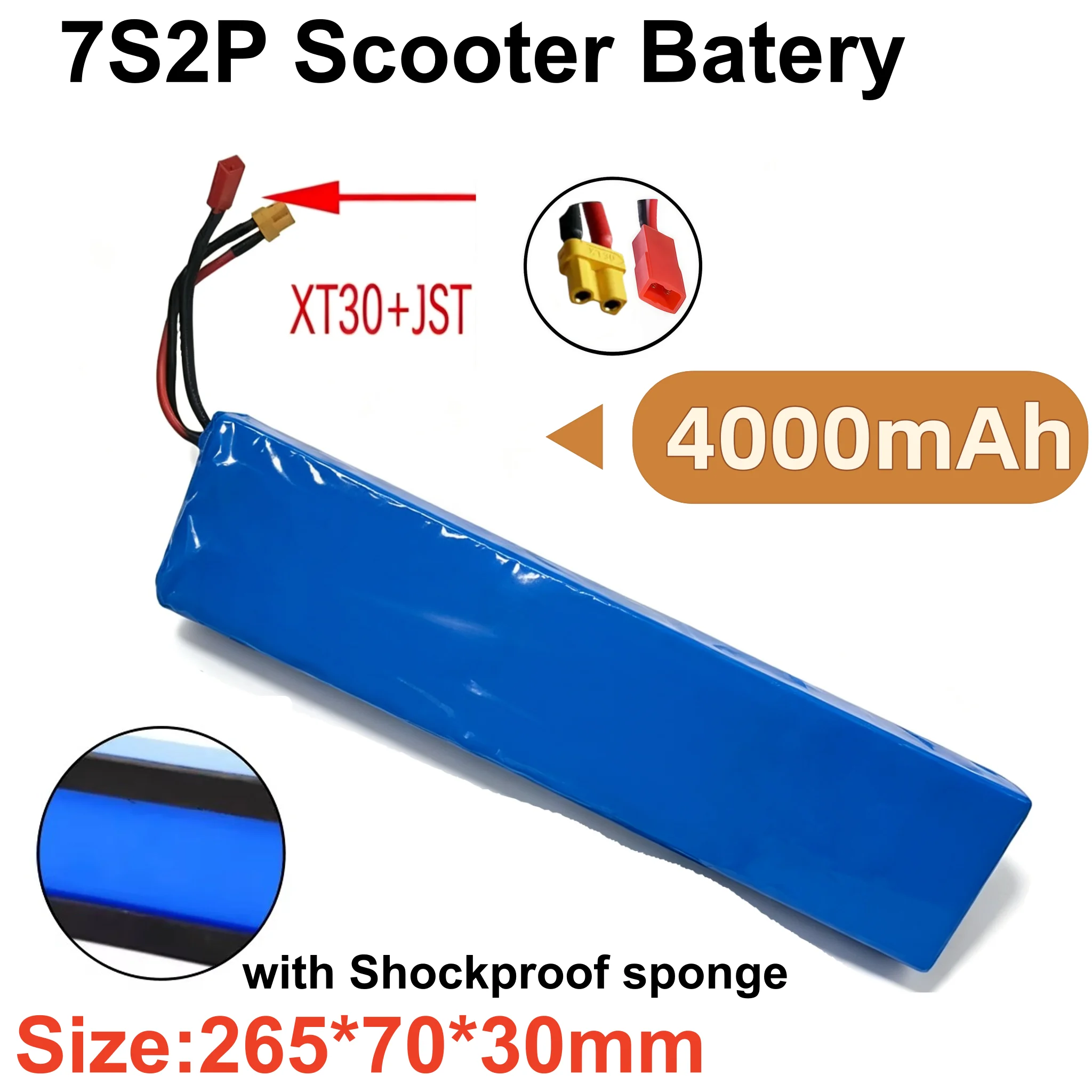 7S2P 24V 4000mAh Lithium-ion Battery Pack Built-in BMS Rechargeable Power Battery 29.4V Charging Voltage For Electric Scooter