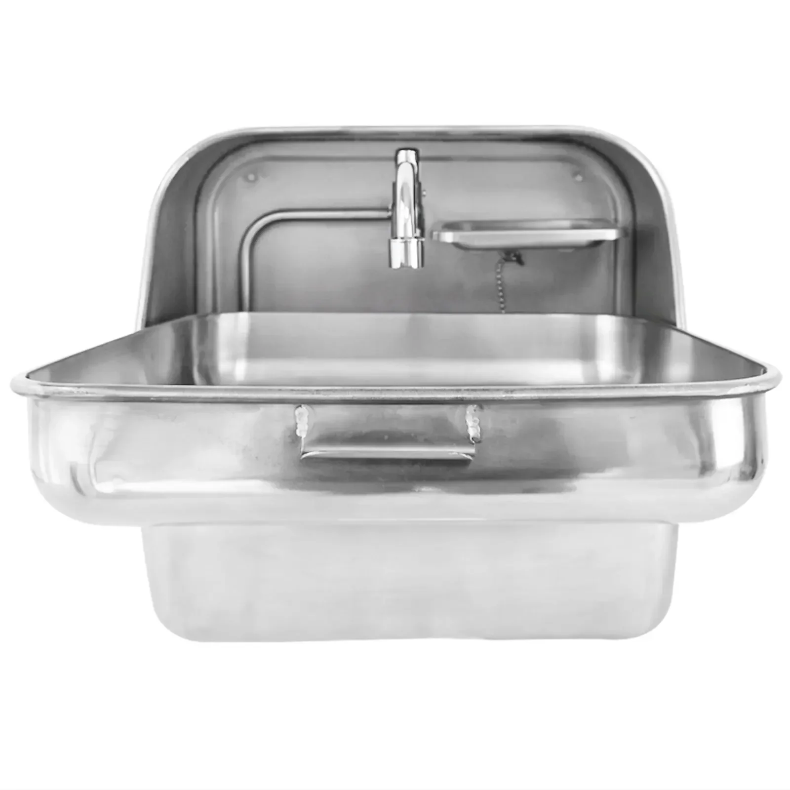 ACaravan Wall Mounted Sink and Drainer Out Steel Rectangular Folding Sink with a Cold Water Tap