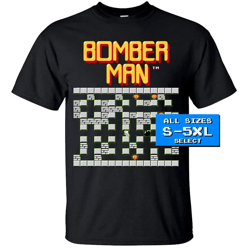 

Черная футболка для экрана игры Bomberman 1 NES, все размеры, стандартный 100% хлопок