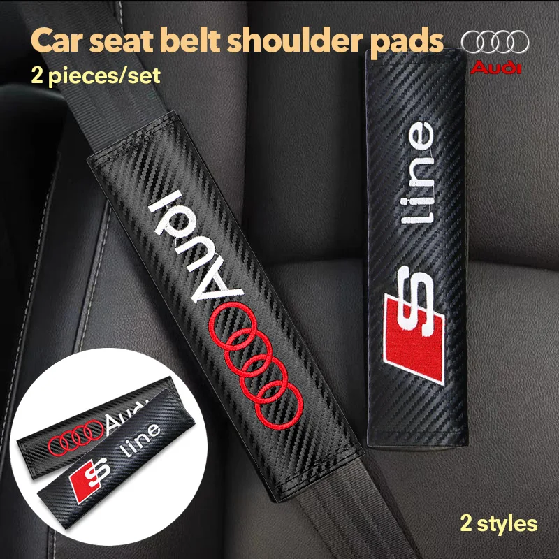 

2PCS Car Seatbelt Shoulder Pad Driving Seat Belt Vehicle Pad Cover For Audi A4 A3 A5 A6 A1 A7 A8 Q2 Q3 Q5 Q7 RS S Line Quattro