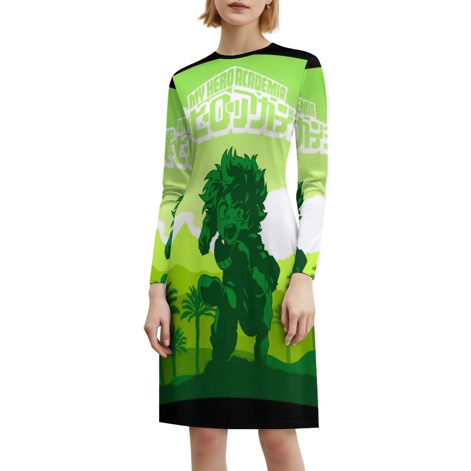 فستان Bakugo النسائي الهيب هوب ملابس الشارع الشهير جرافيك مطبوع للحفلات ملابس النادي Deku Deku Boku No Hero Deku فساتين نسائية أنيمي Deku #6