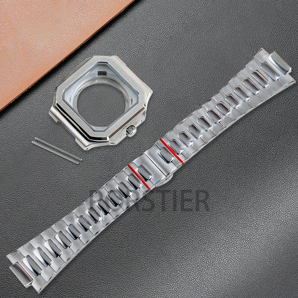 

Square 38mm NH35 Watch Case Sapphire Glass Stainless Steel for Cubitus NH35 NH36 Movement 29.5mm Dial 30 Meters Waterproof Case