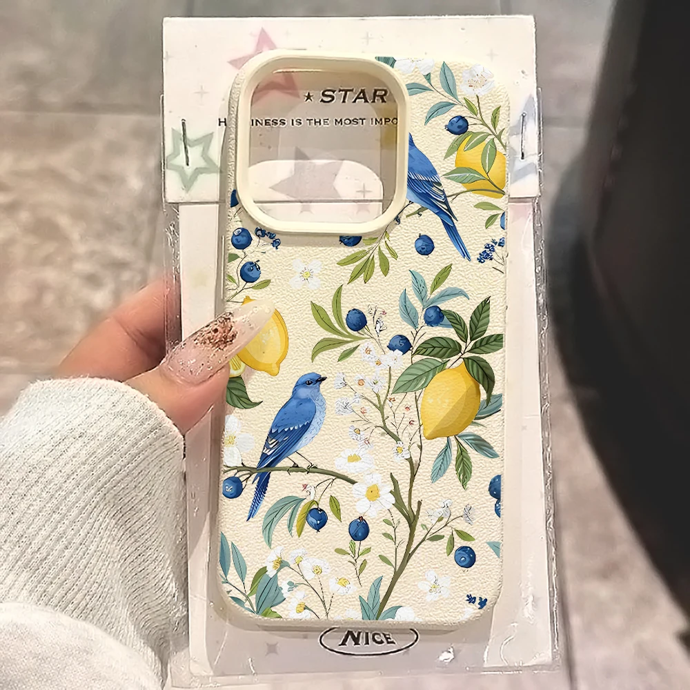 Blue Bird Lemon Handyhülle für iPhone 17 16 15 14 13 12 Pro Max 16 15 14 Plus 17 16 15 14 13 12 Pro 17Air Silikon-Matt-Cover – Detail 1