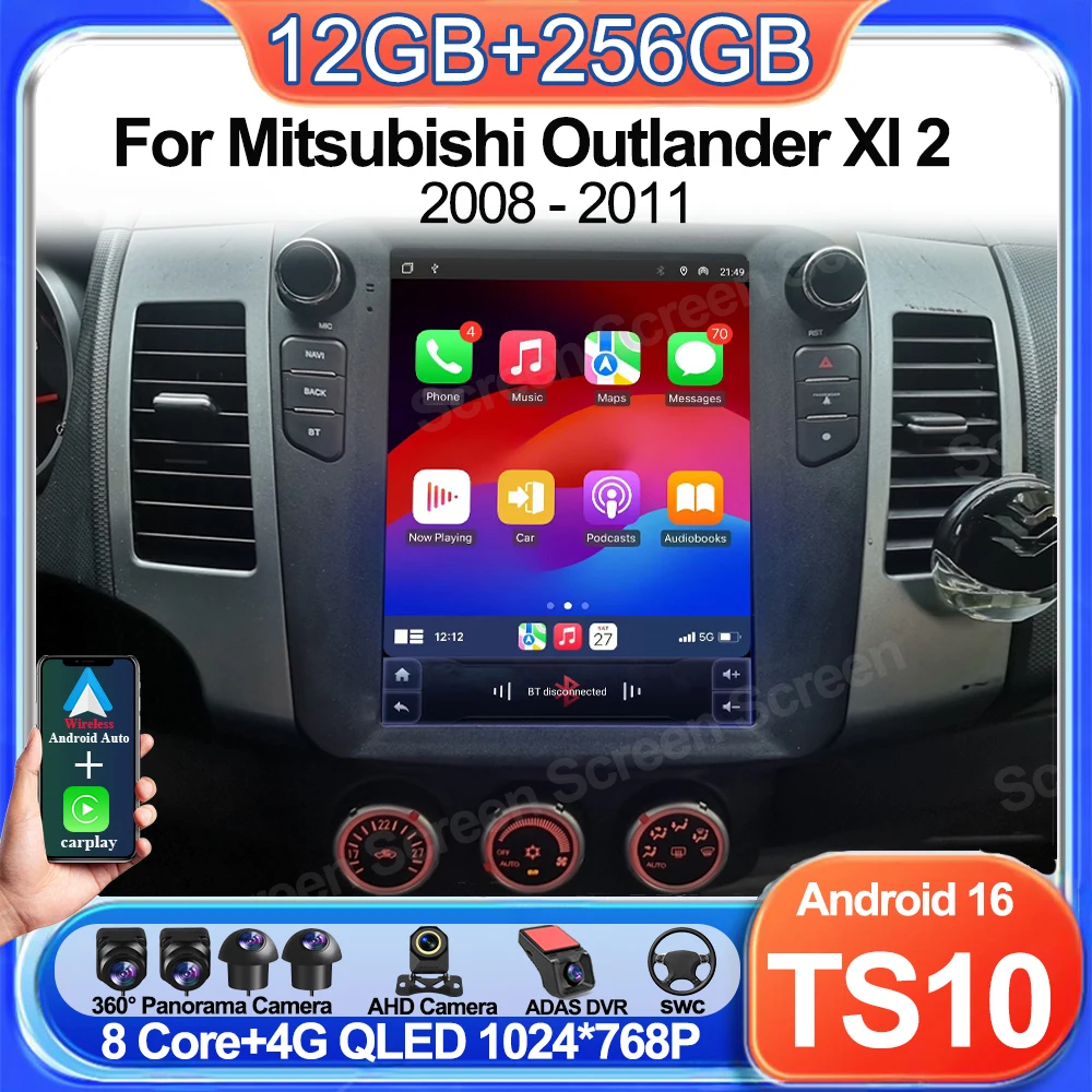 Radio Multimedia para Auto Android 16 para Mitsubishi Outlander XL 2 2008-2011, Reproductor de Video, Pantalla Vertical de 9.7 Pulgadas, Navegación GPS, 4G