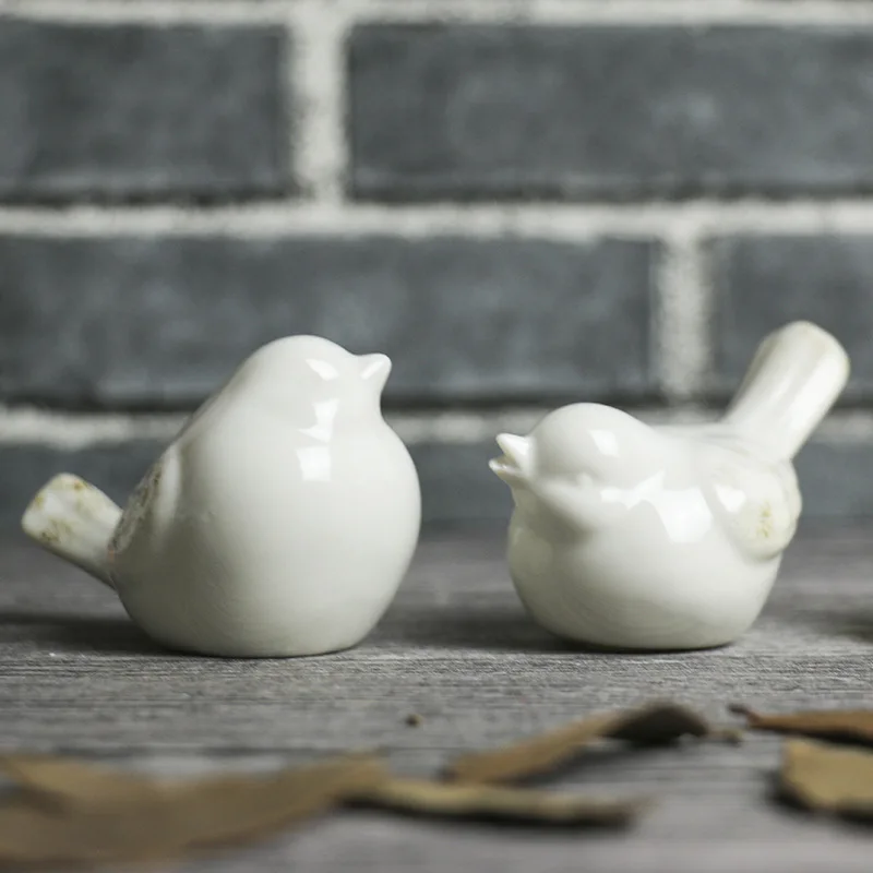 Lovely Ceramic Birds Nordic Style White Home Decoration Desktop Ornaments Creative Craft Gift Landscape Figurines Animal image 2