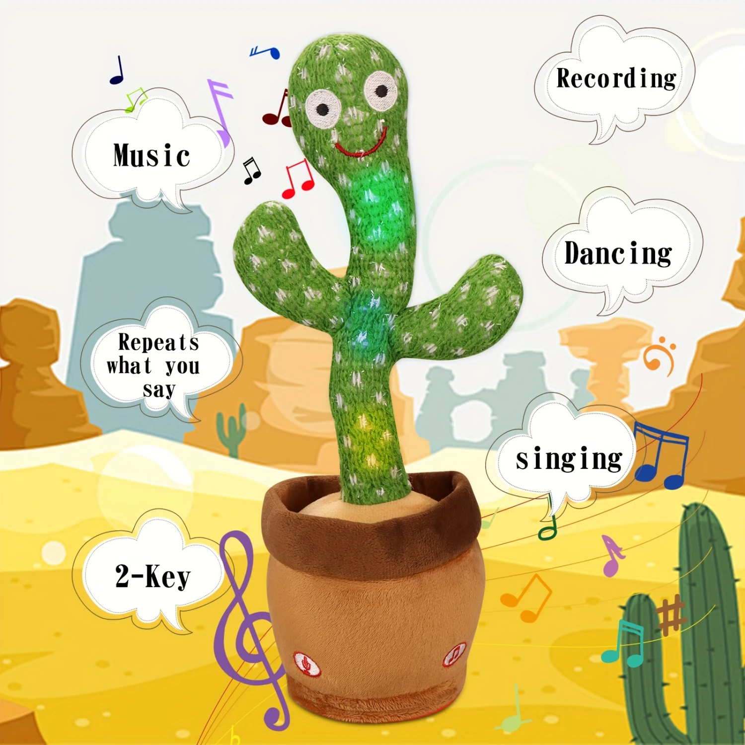 1pc Radiant Glowing Cactus Toy - Interactive Talking and Singing, Twistable Sand Sculpture Design - Perfect for Dogs and Cats, B