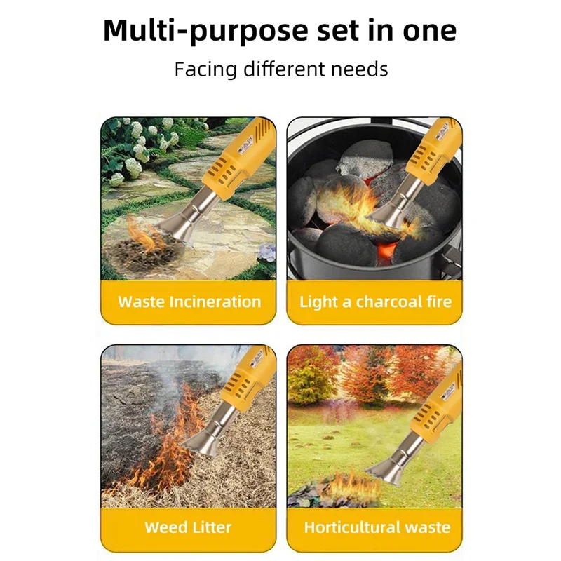 Electric Thermal Weeder 2000W Weed Burner Electric Lawnmower Hot Air Weed Killer Up To 650°C Grass Removal Tools Flame Weed