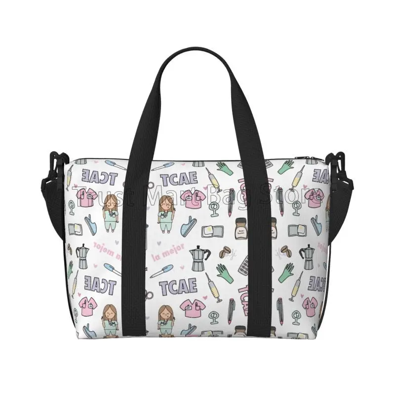 

Custom Enfermera En Apuros Doctor Nurse Medical Travel Duffle Bags Waterproof Durable Weekender Overnight Bag Travel Luggage Bag